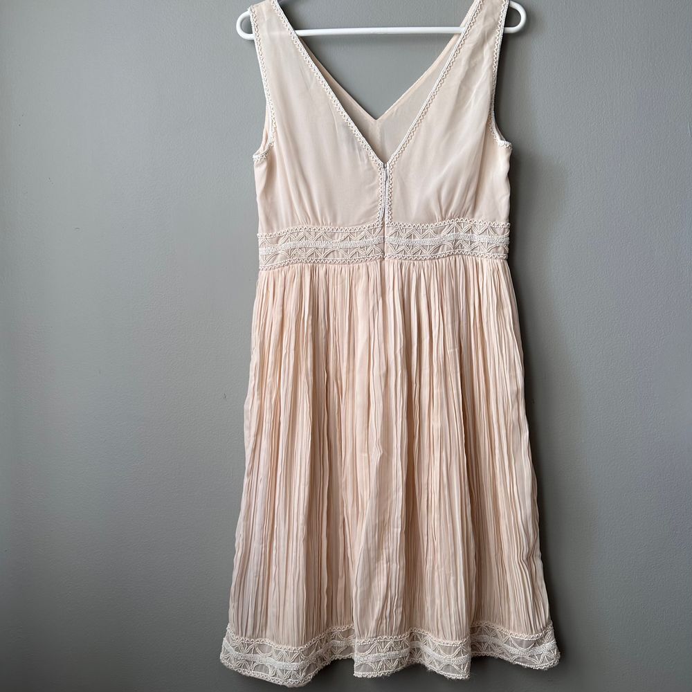 Massimo Dutti Midi Dress 6 Pink Beads Pleated Boho Romantic Dainty Fairy Ballet - Picture 6 of 12